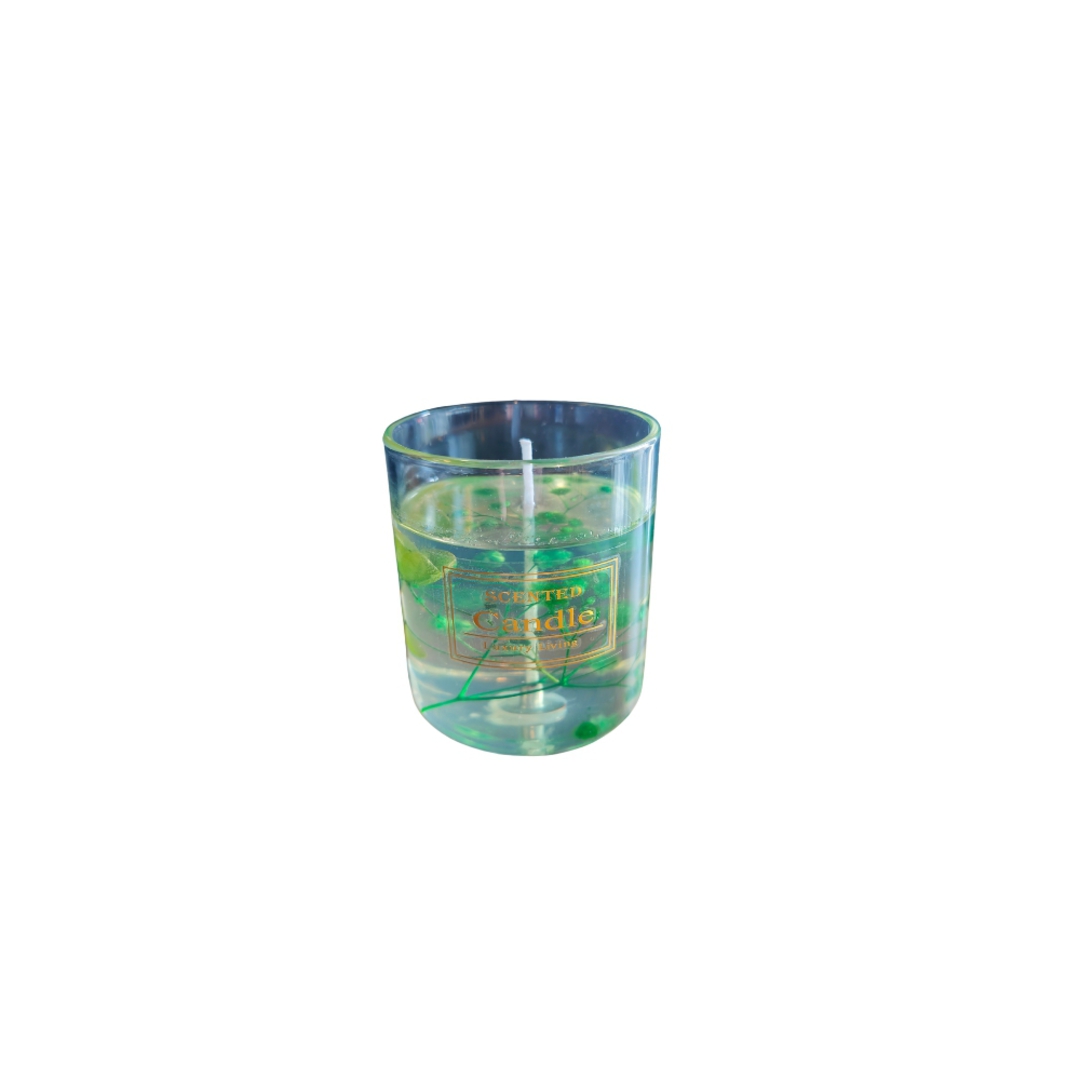 Scented Jelly Flower Candle in Glass - Green image 0